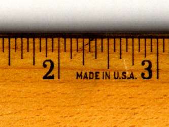 three inches actual size