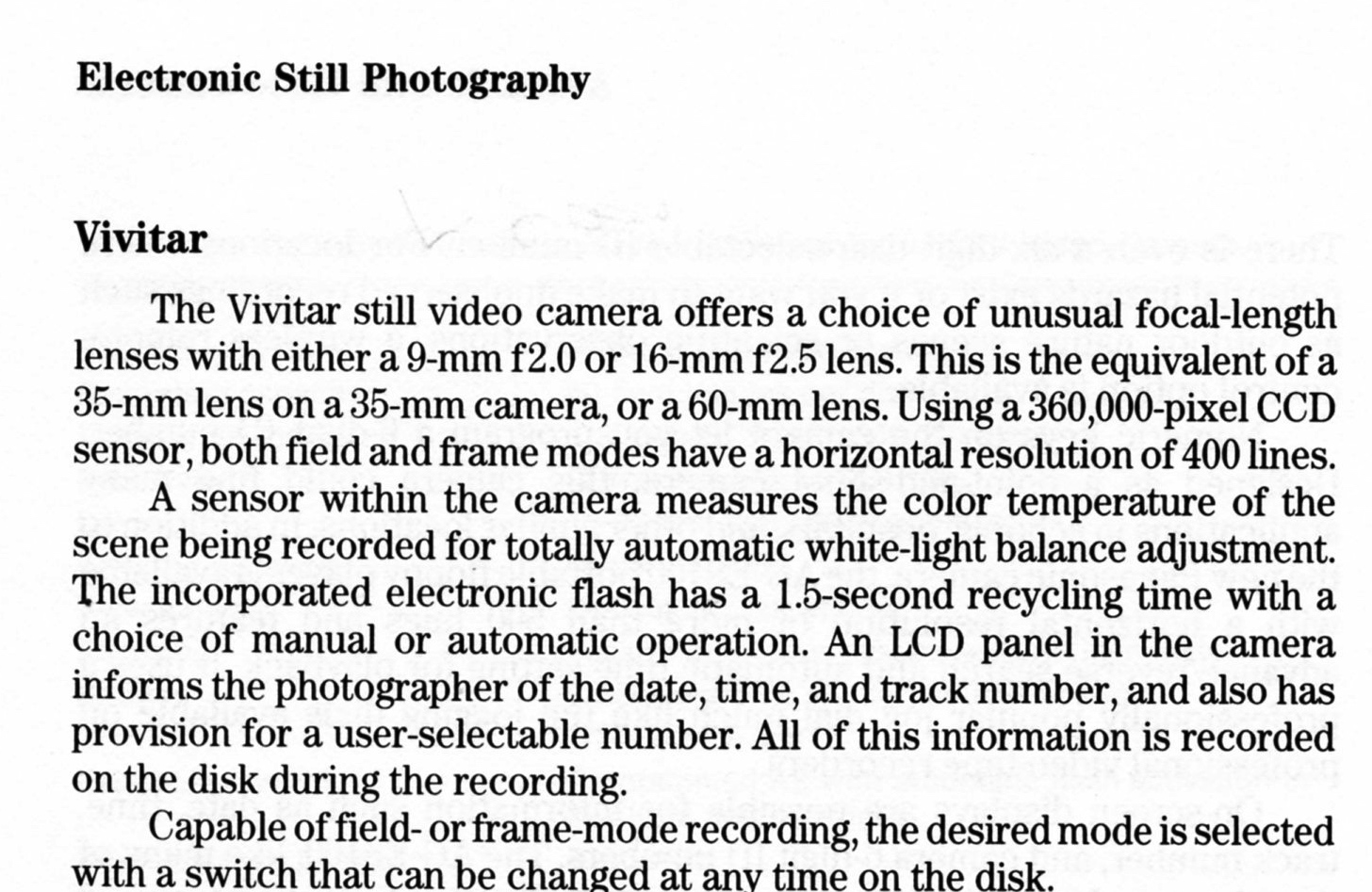 Vivitar V-2000 protoltype still video camera