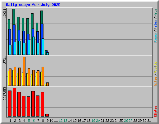 Daily usage for July 2025