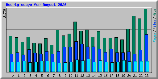Hourly usage for August 2026